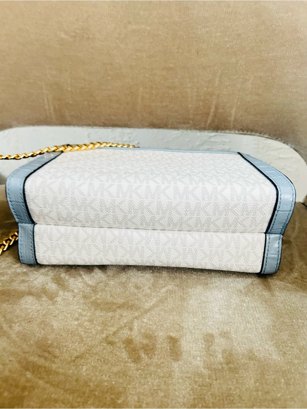 Michael Kors Signature Whitney Bag Croc Pale Blue tricolor Crossbody Shoulder - Picture 10 of 13